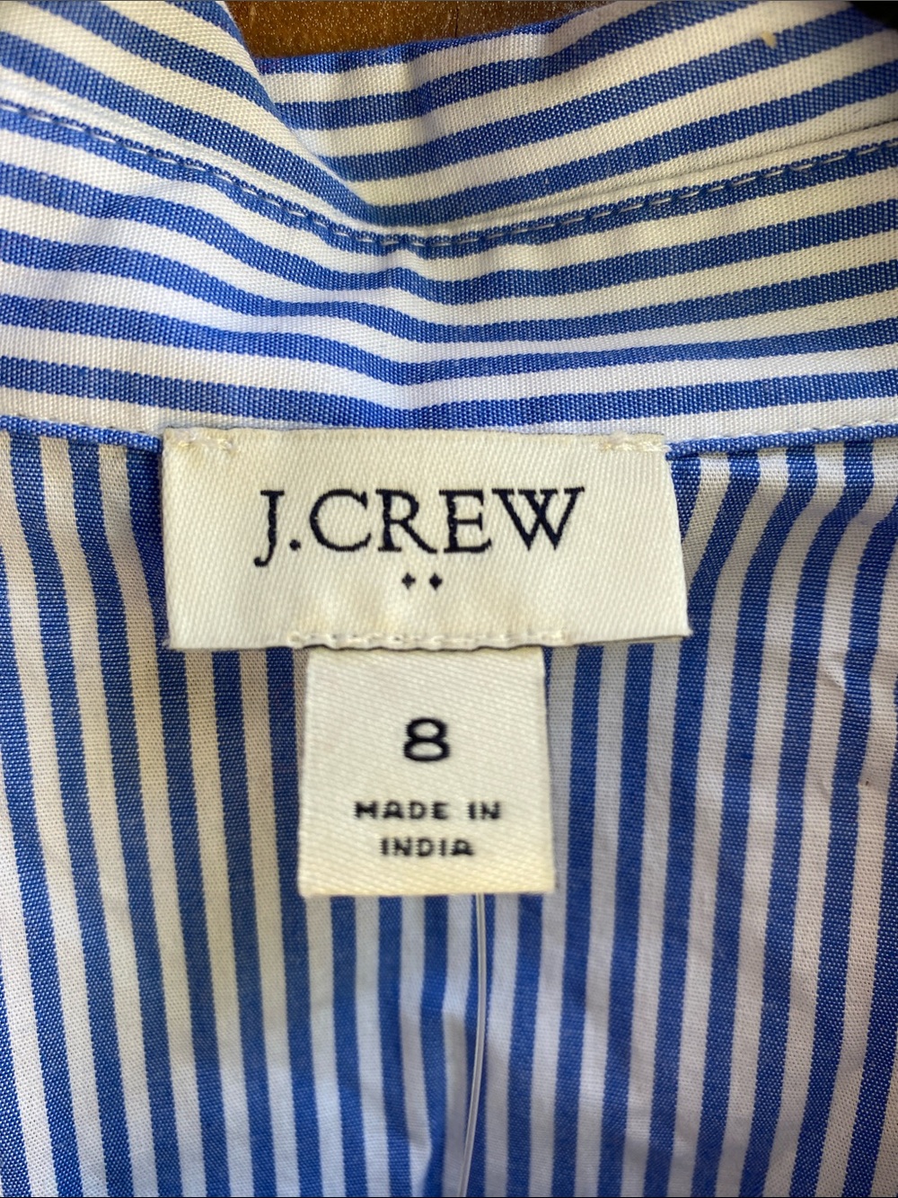 J. Crew Blue and White Striped Midi Shirt Dress w/pockets & self belt - Picture 5 of 16